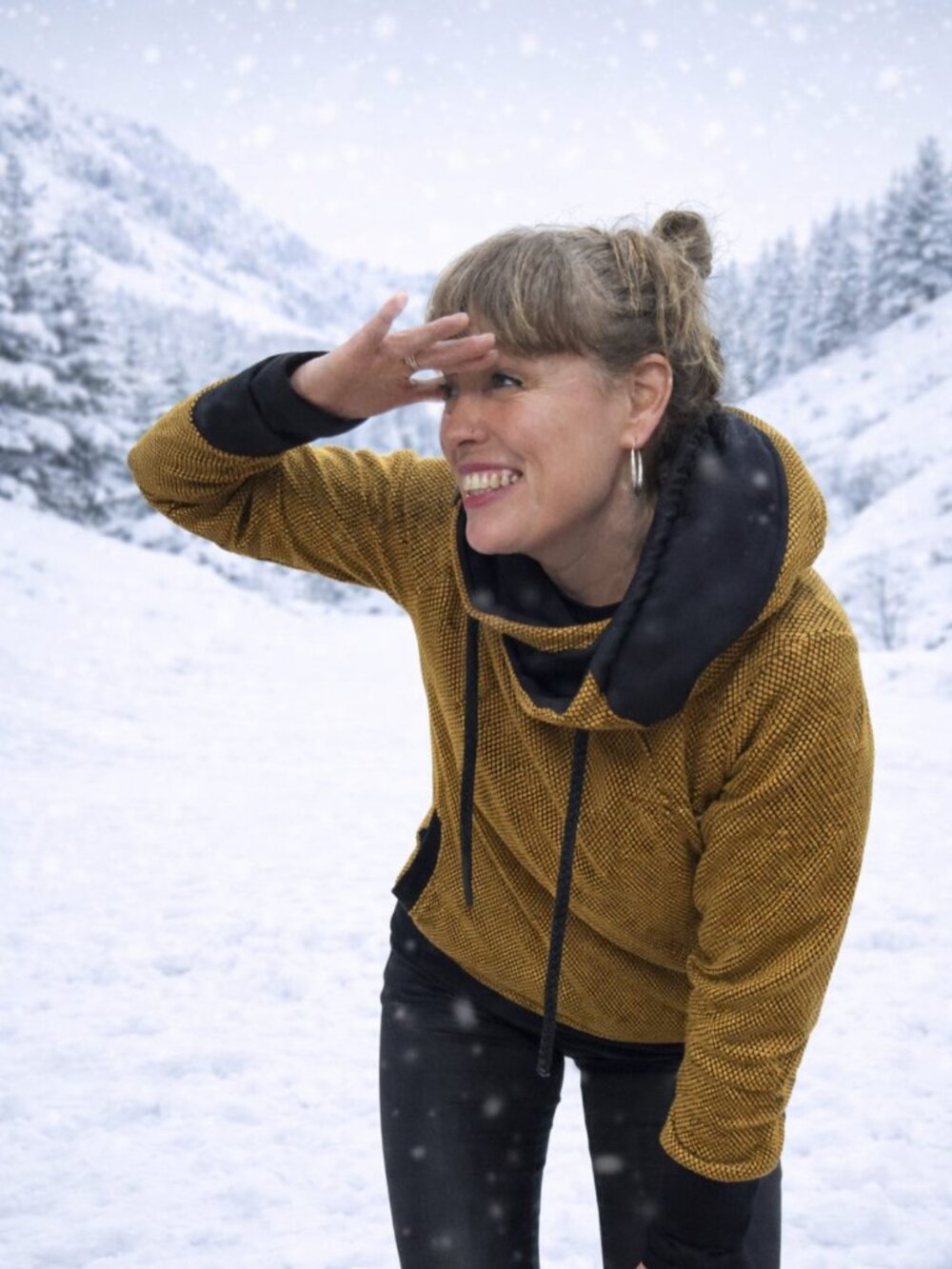 Unique sweatshirt with crossover hood